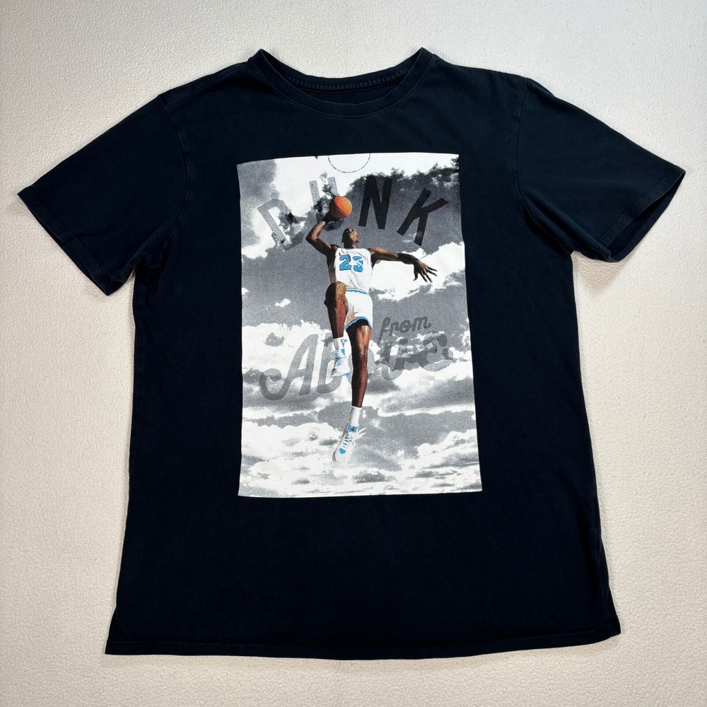 Jordan Graphic T-Shirt Men's M Black Dunk From‎ Above 100% Cotton Basketball